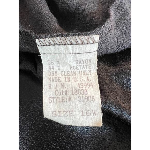 Vintage R & M Richards by Karen Wong Black Dress Palazzo Loose Pants Size 16W - Picture 6 of 7